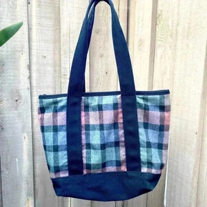 Vintage Pendleton woolen mills‎ tote bag padded plaid pockets inside